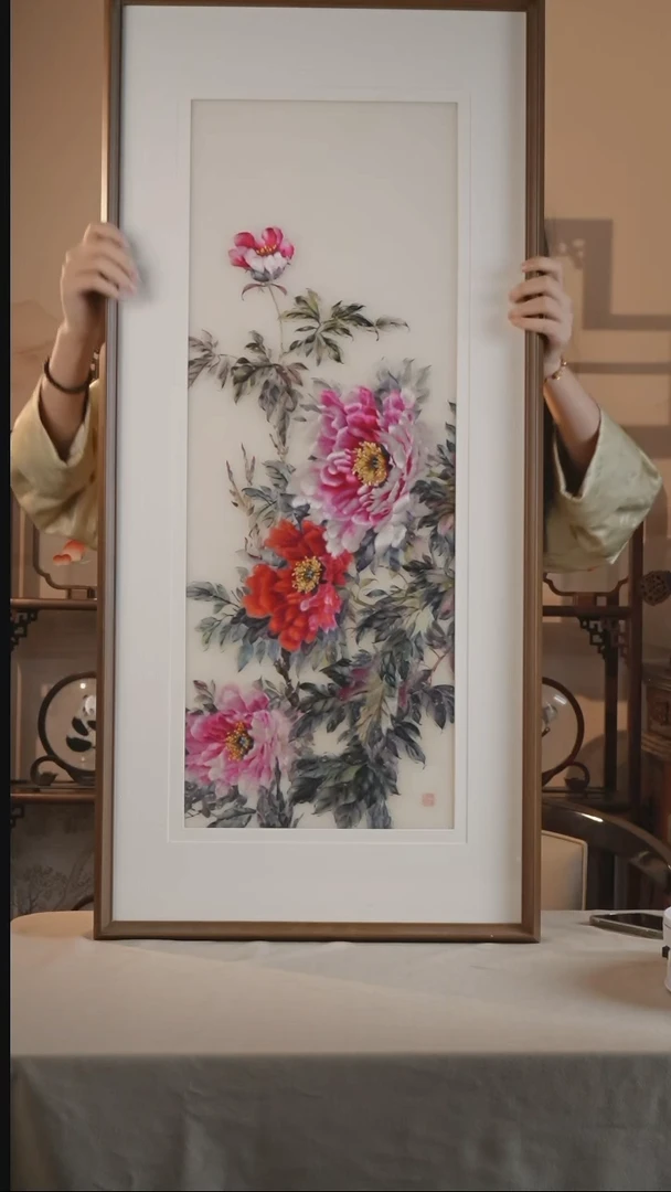 刺绣春风富贵图单面绣挂画