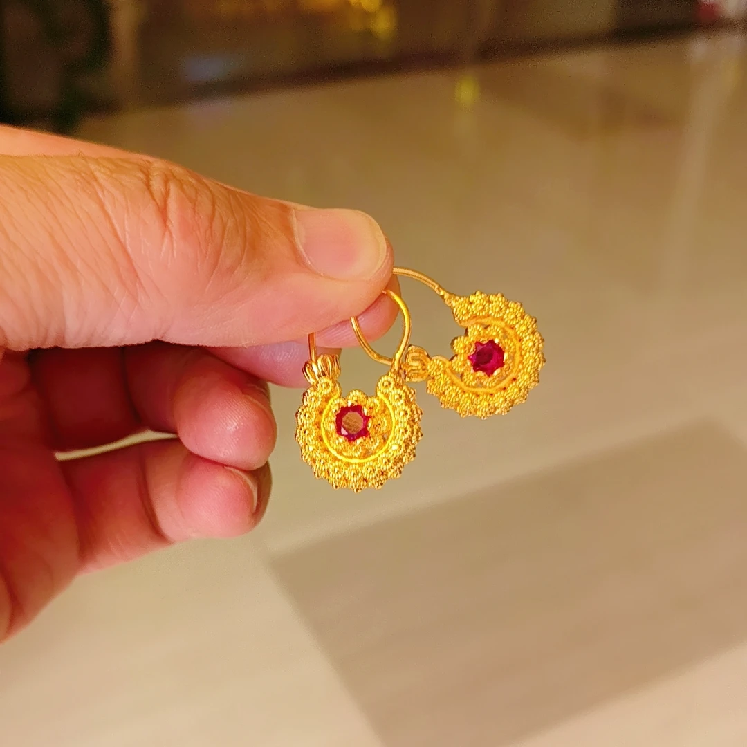 铜合金耳饰 ALTUN PASON 铜合金耳饰 复古宫廷金色耳环高智淡人