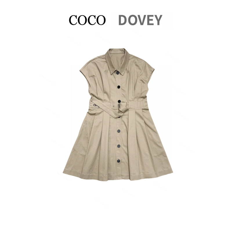 COCODOVEY【优雅时光】时尚优雅潮流长款收腰系带连衣裙7730