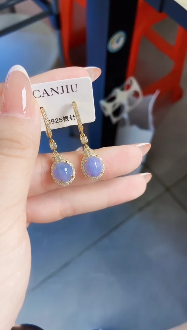 银S925镶嵌翡翠耳饰21