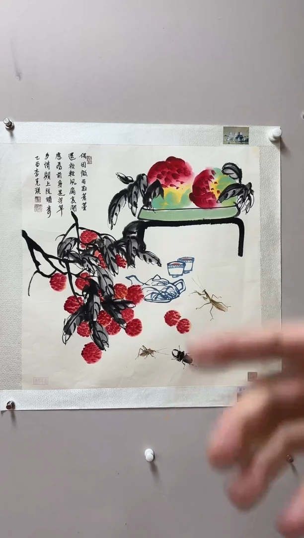 国画李克瑛-国画草虫4平尺