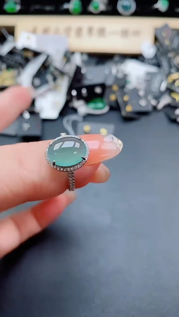 银S925镶嵌戒指翡翠1