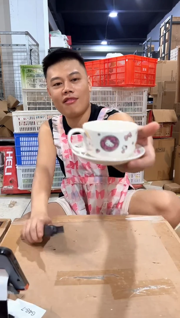 瓷片白色kt猫一杯一碟
