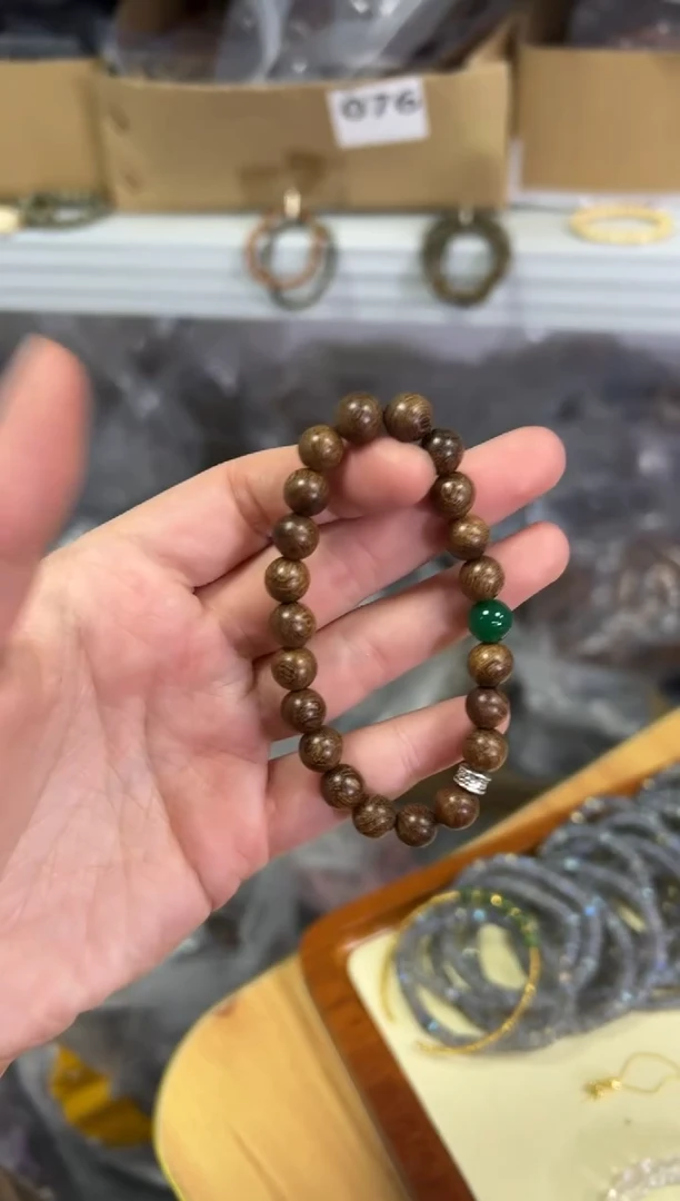 【闪购商品】苏木（金丝檀）手串未镶嵌金丝檀木绿玛瑙款手串[595]
