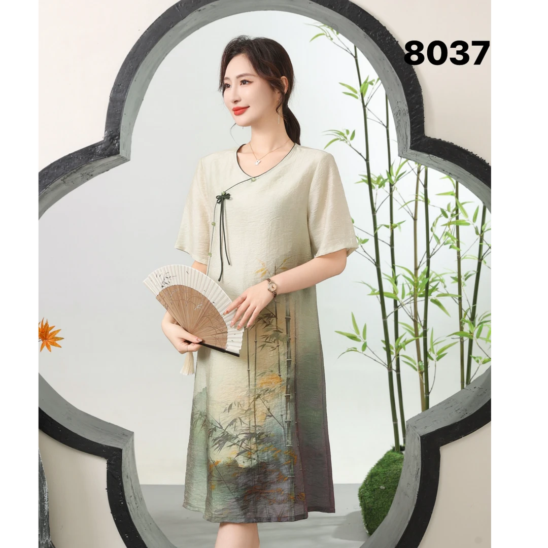 MX8037时尚薄款中国风宽松提花文艺复古汉服盘扣气质女士丝丝衣