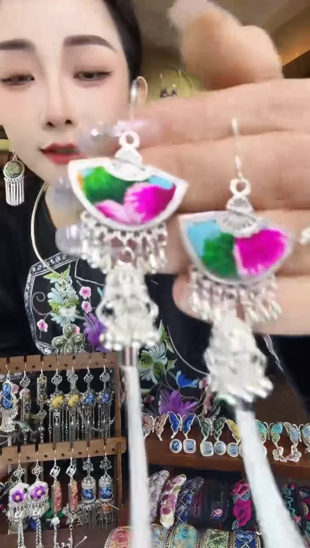 刺绣非遗刺绣民族风耳环