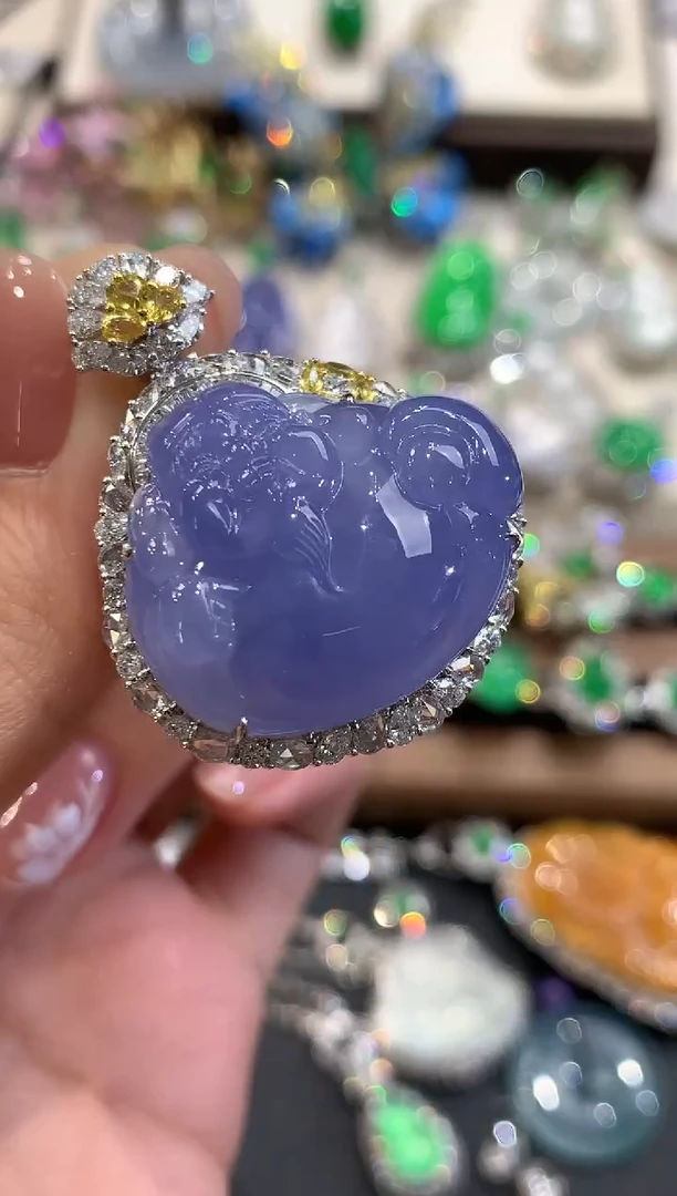 吊坠(不含链)18K金镶嵌翡翠ㅤ*f30紫货有色差