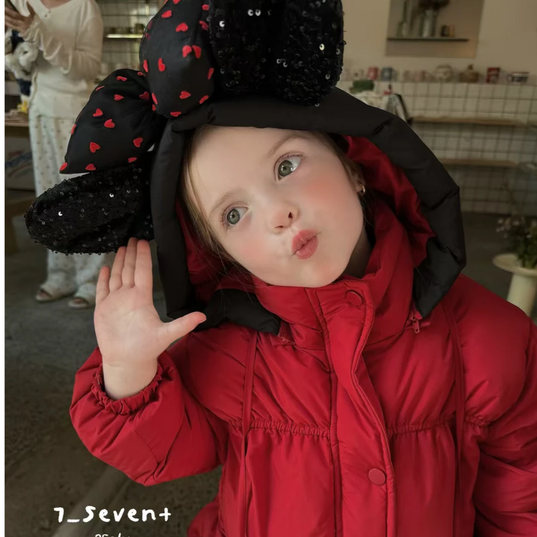 7seven女童冬季90无梗白鸭绒羽绒服红色年款拜年外套大衣