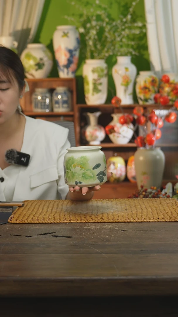 瓷片景德镇纯手工手绘花器摆件