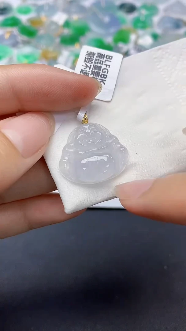 翡翠18K金镶嵌颈饰天然缅甸a货翡翠