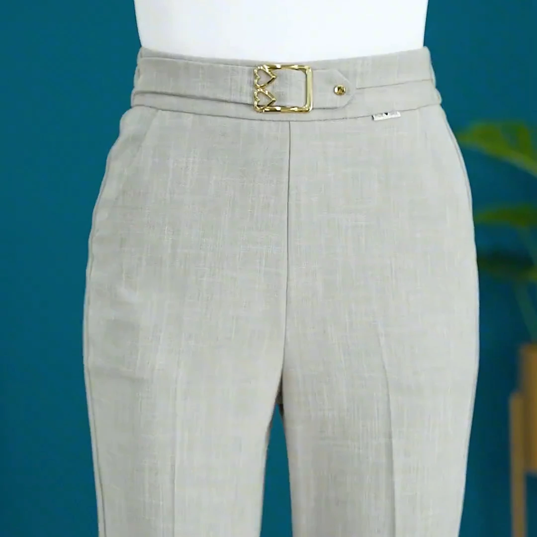 长裤九分裤冰丝裤宽松百搭薄款裤子高腰微喇裤春夏显瘦女士休闲