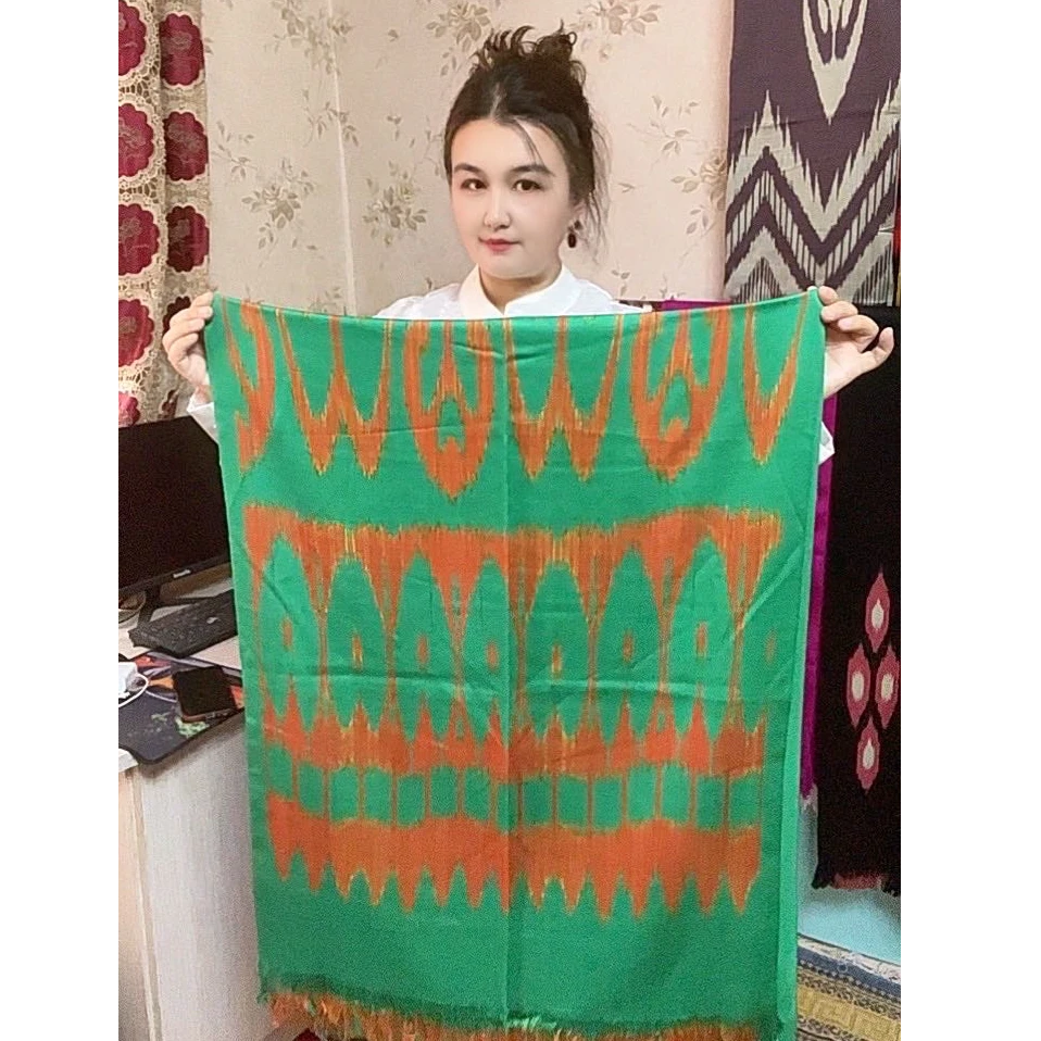 2025新款新疆和田艾德莱斯围巾60x180cm纯棉