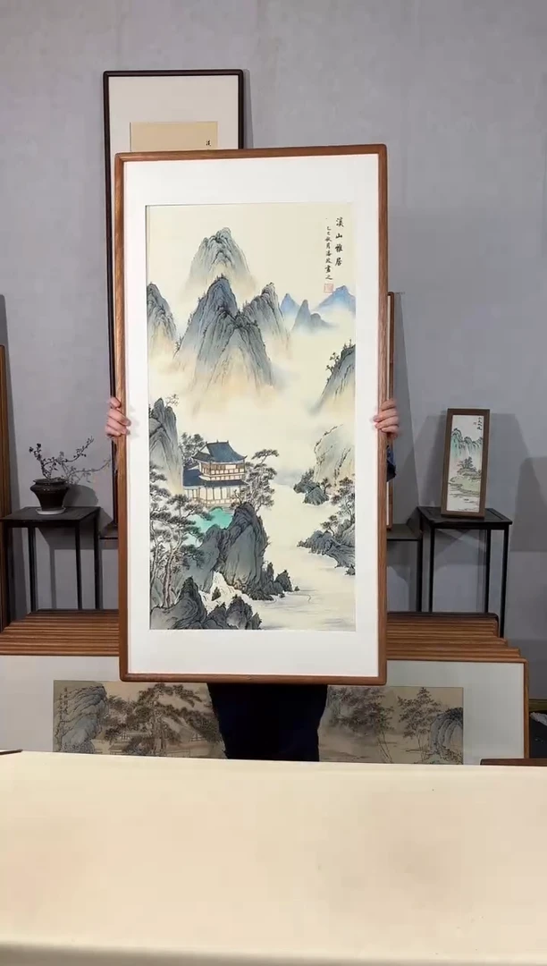 国画手绘*溪山雅居*62*122cm带框发货