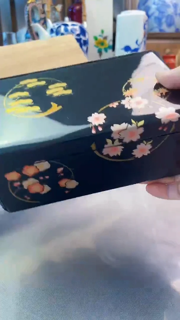 瓷片日产大漆实木盒