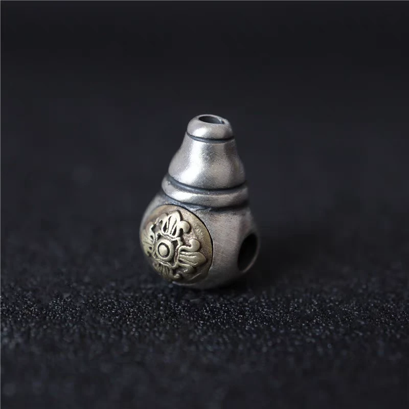 钨金吊坠 S925纯银复古镶嵌佛头小三通文玩手工DIY配件