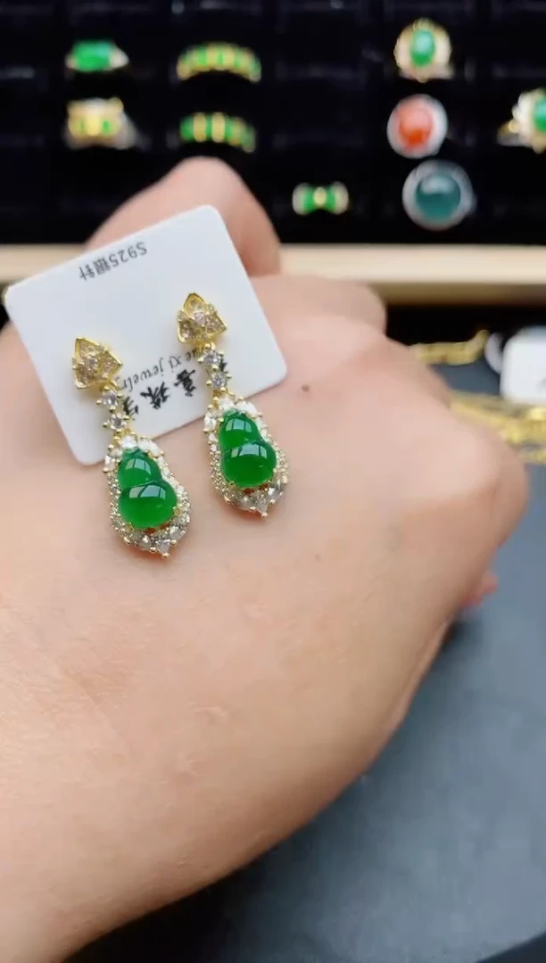 【闪购商品】翡翠耳饰银S925镶嵌1212