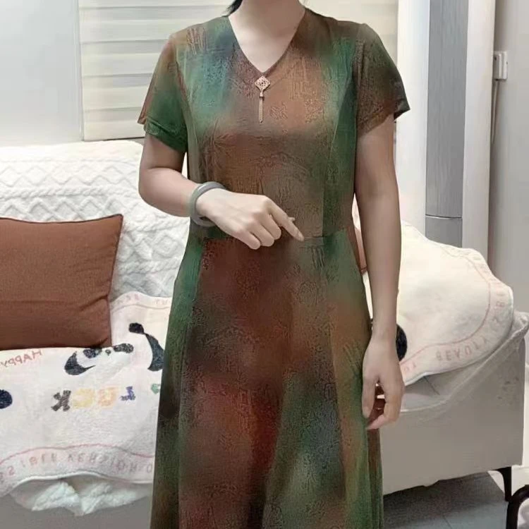 73冰丝晕染牛奶丝滑连衣裙（剪标款）