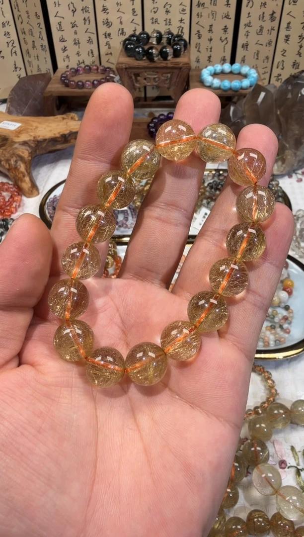 未镶嵌手串水晶性****粒SJ-30维纳斯金发晶 天然水晶 默认微瑕