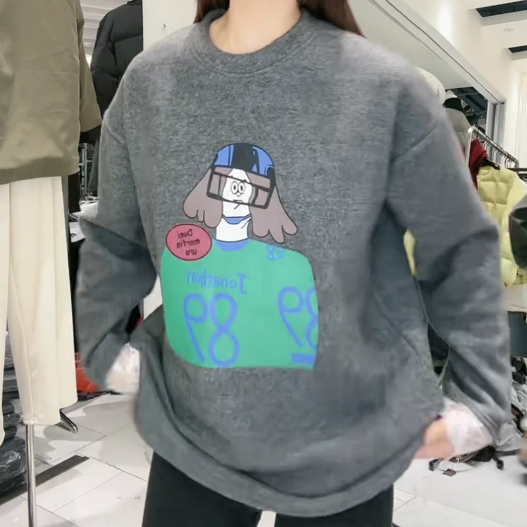 2024冬季设计感时尚气质百搭休闲宽版蕾丝拼接上衣LK2500957