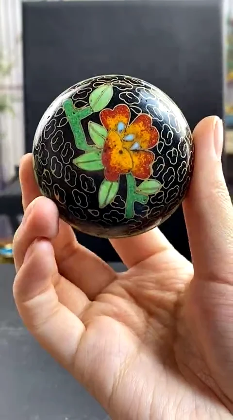 【闪购商品】非遗技艺 景泰蓝粉盒黑色（微瑕）