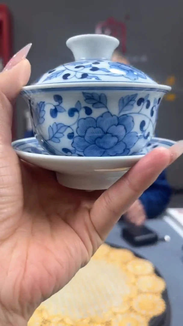 【闪购商品】官窑瓷画院336官窑瓷画院缠枝莲三才盖碗