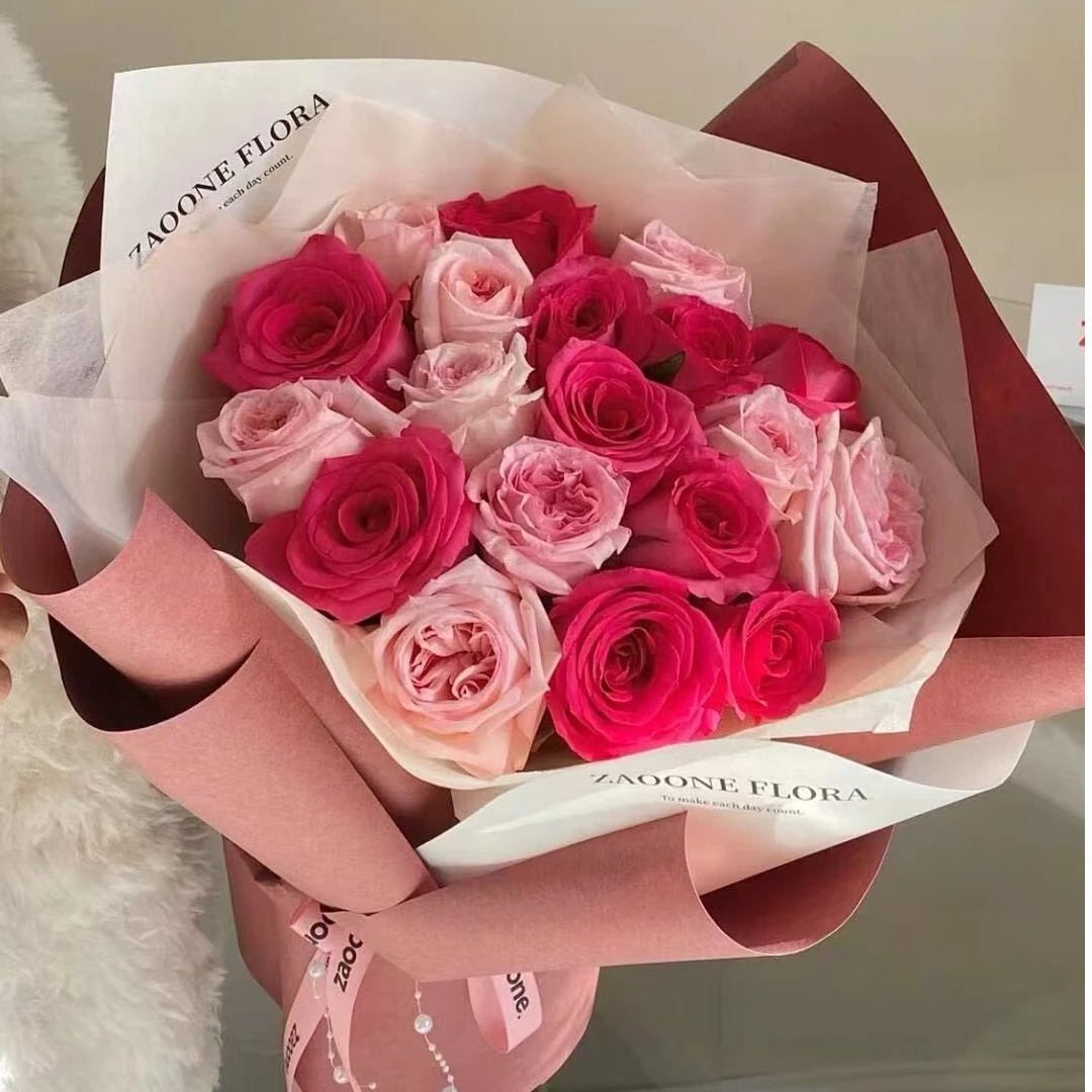 情人节花束送爱人送老婆 19枝弗洛伊德混搭粉玫瑰 同城鲜花配送小时达送闺蜜送老师