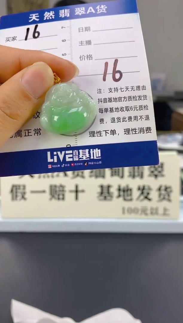 【闪购商品】翡翠颈饰18K金镶嵌天然A货翡翠