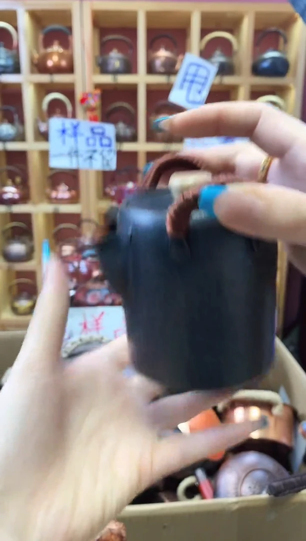 茶具双立耳紫铜手抓壶