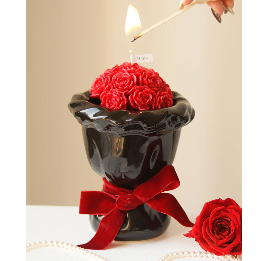 【简爱】玫瑰手工香薰蜡烛礼盒卧室家用持久熏香情人节礼物香薰礼盒