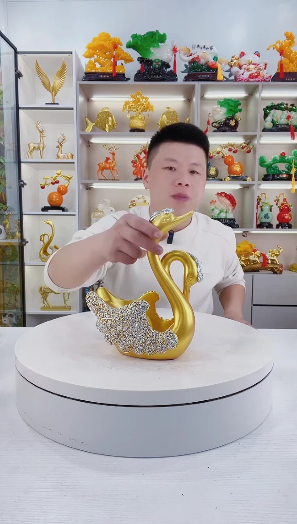 摆件金色天鹅酒架