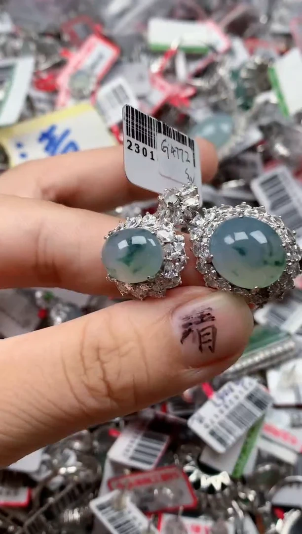 银S925镶嵌戒指翡翠天然A货缅甸翡翠