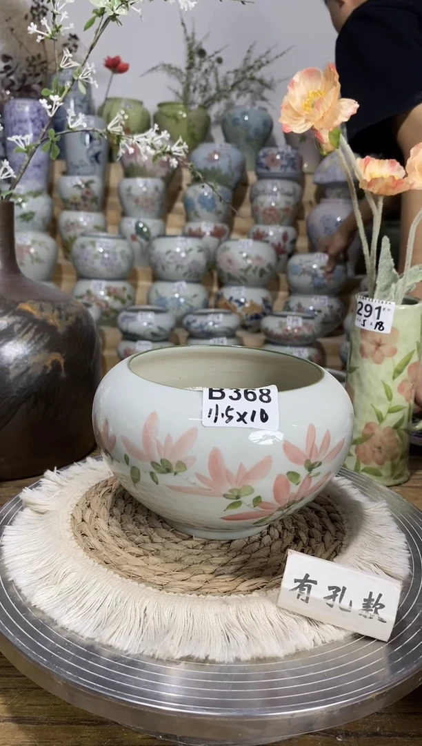 景德镇瓷韵手绘陶瓷花盆   B368