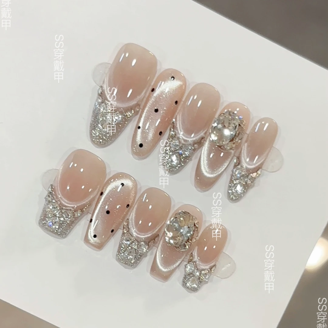【星河之泪】纯手工穿戴甲气质款光疗美甲成品可拆卸10片