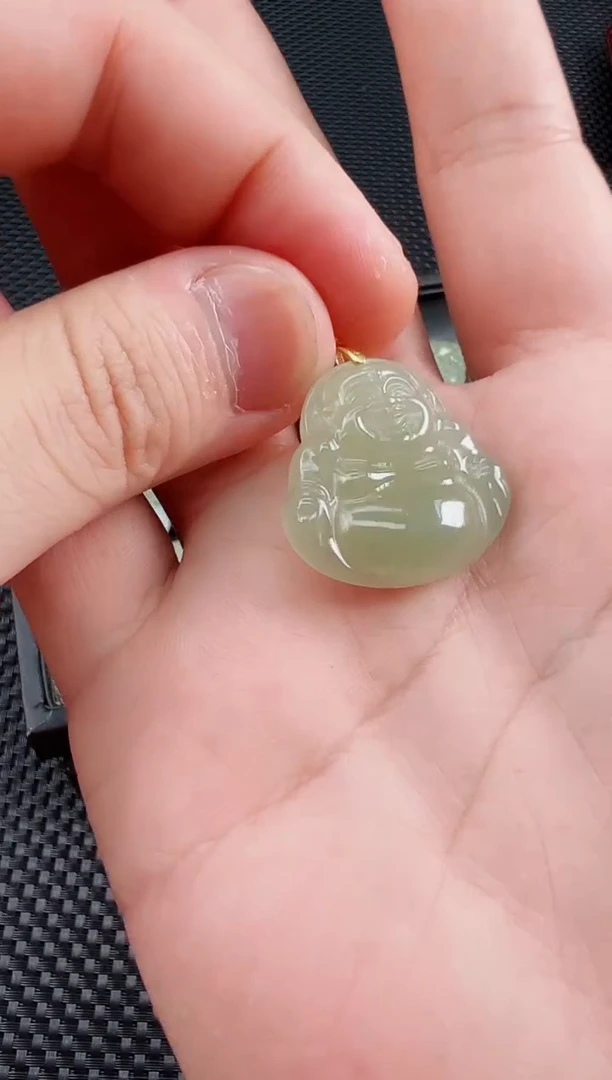 吊坠(不含链)银S925镶嵌和田玉冰佛公