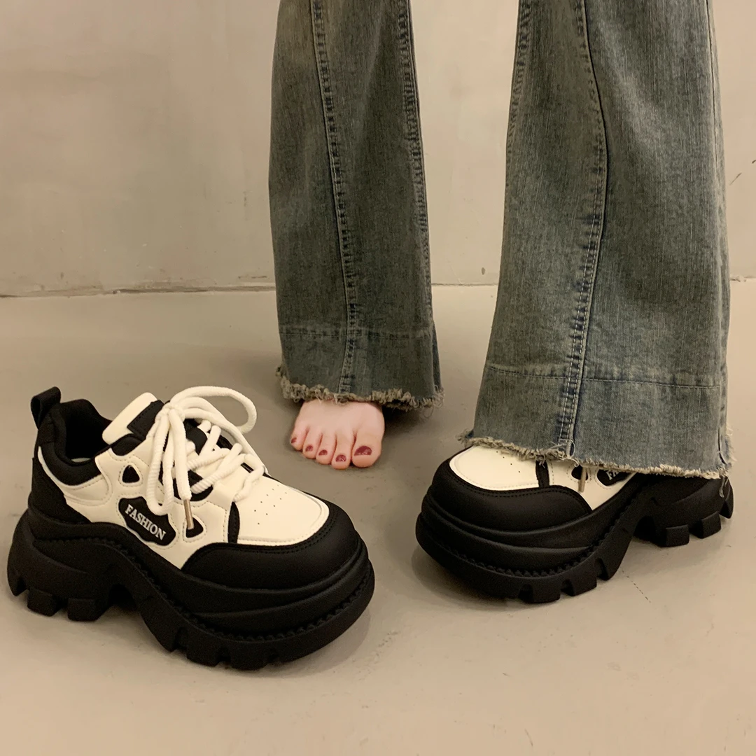 爆款松糕厚底老爹鞋女显脚小增高2025新款秋冬百搭运动休闲小白鞋