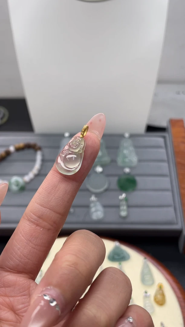 颈饰18K金镶嵌翡翠（51号链接）纯天然A货缅甸翡翠吊坠