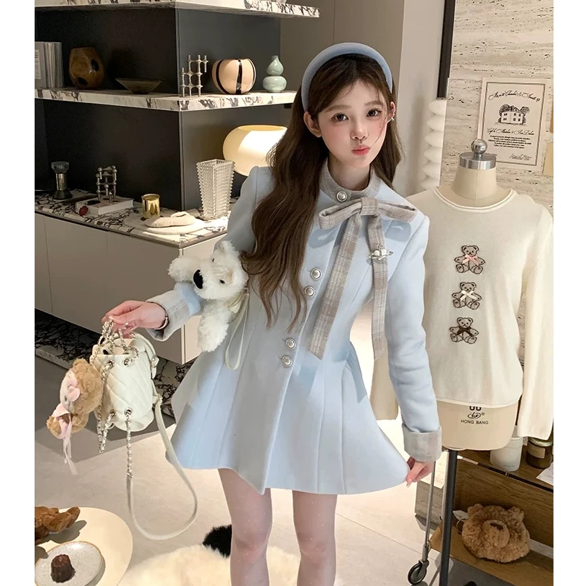 清清价【麦芬甜茶】冬季单面呢夹棉学院风外套
