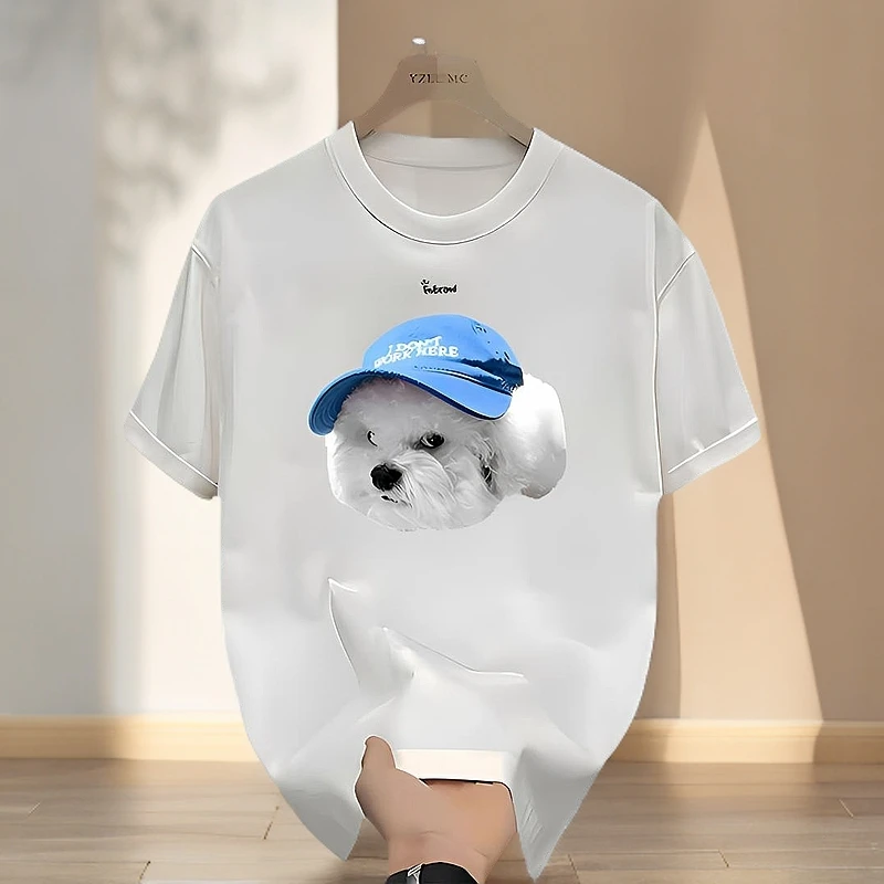 男士新款印花T恤上衣纯棉圆领宽松痞帅夏季大码短袖潮牌时尚休闲