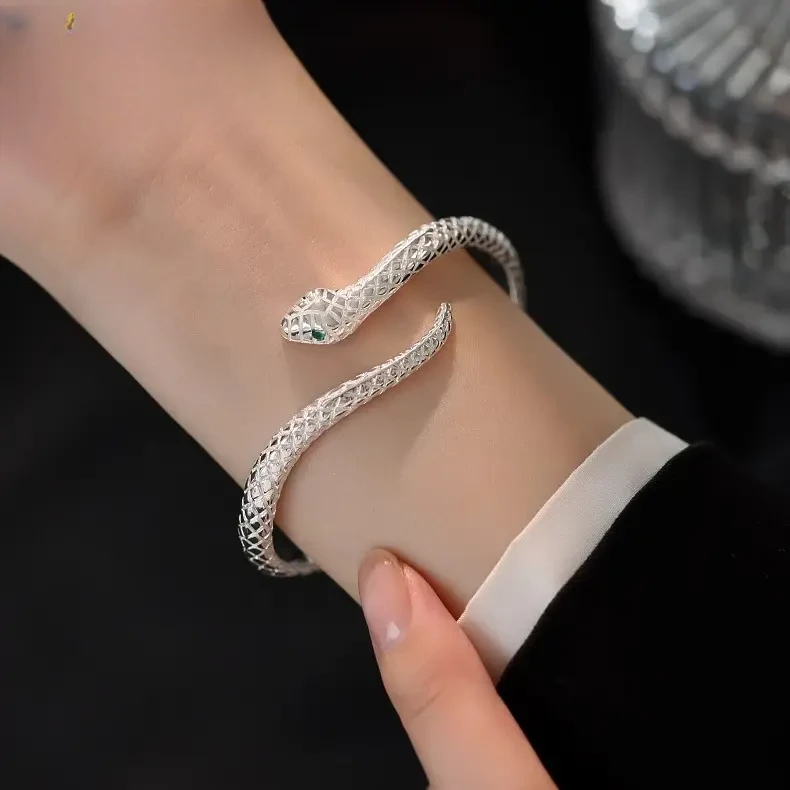 新款足银999纯银灵蛇手镯女款本命年轻奢情人节礼物送礼