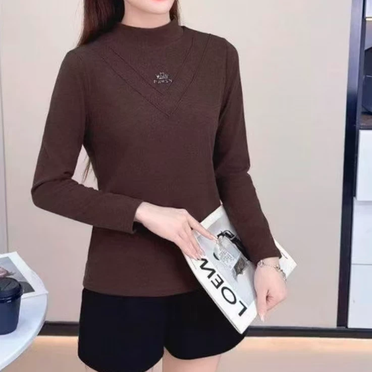 （以直播间实物为准）蝴蝶结烫钻体恤设计感休闲圆领加绒加厚打底衫