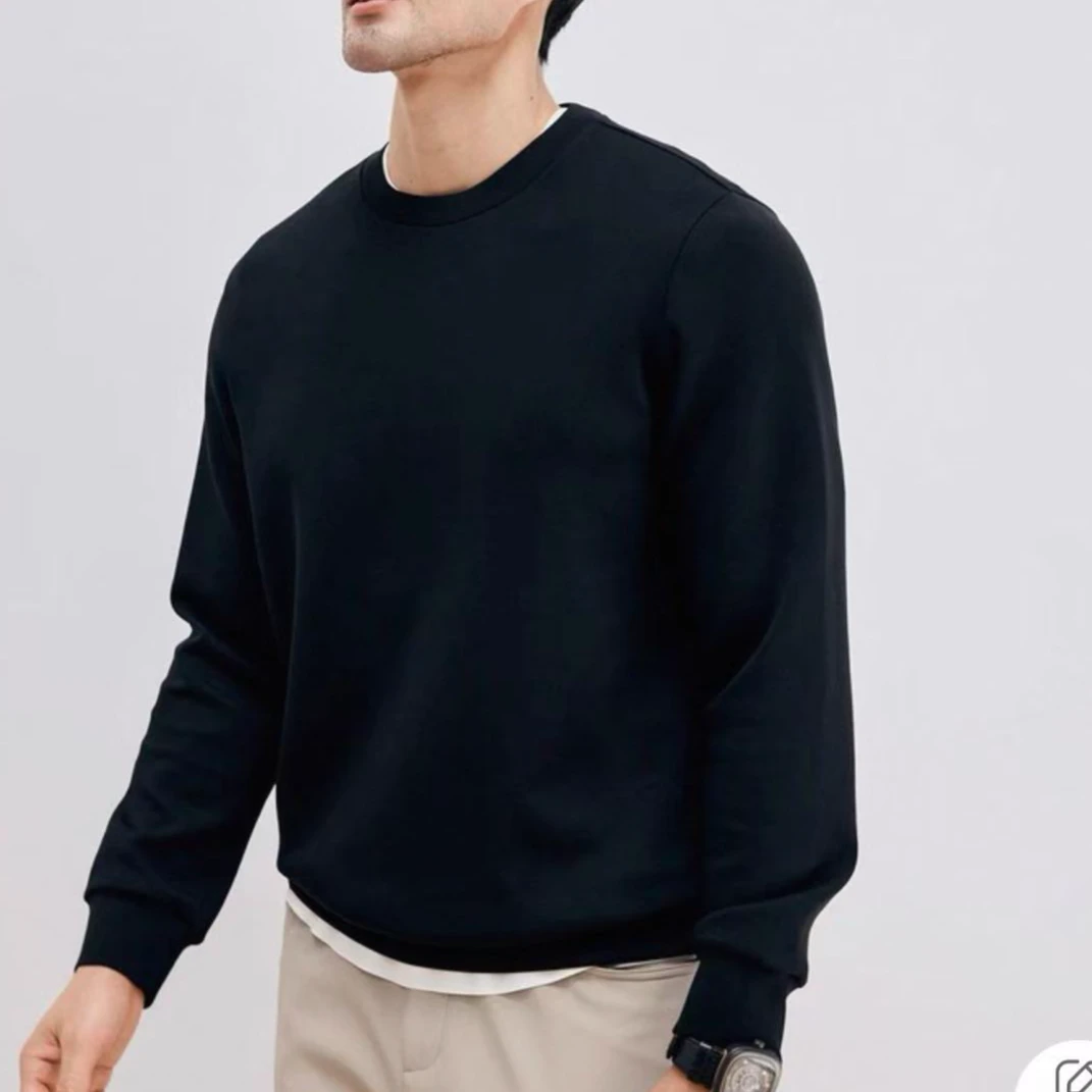 【恒】圆领长袖秋冬纯色云感蓄热男卫衣秋季打底衫简约保暖