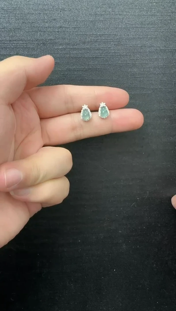 银S925镶嵌翡翠耳饰翡翠 葫芦 耳钉-530640
