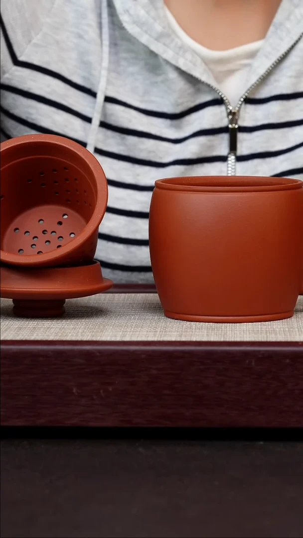 茶杯紫砂朱泥汉瓦三件套