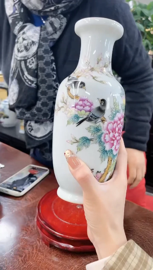 【闪购商品】050陶瓷供应链牡丹花鸟画片报竹瓶