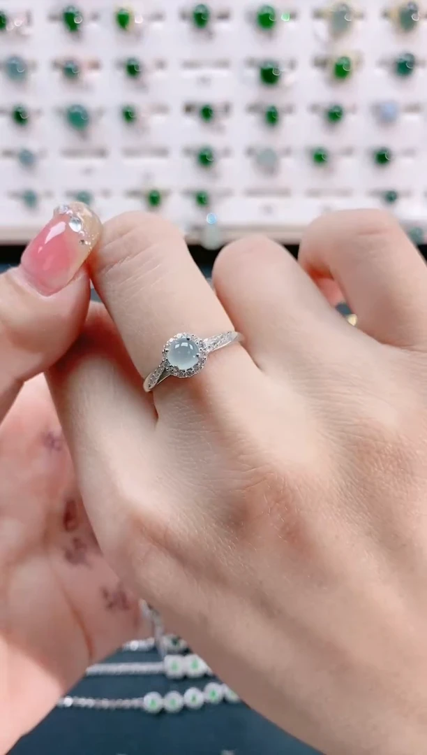 【闪购商品】翡翠戒指银S925镶嵌天然翡翠