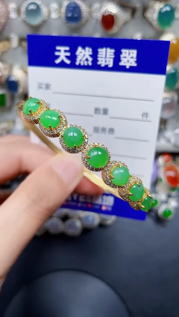 银S925镶嵌手镯翡翠162