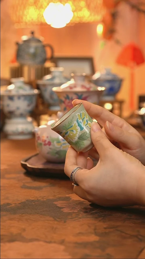 东岳窑汝窑芙蓉闻香杯（简装）-黄