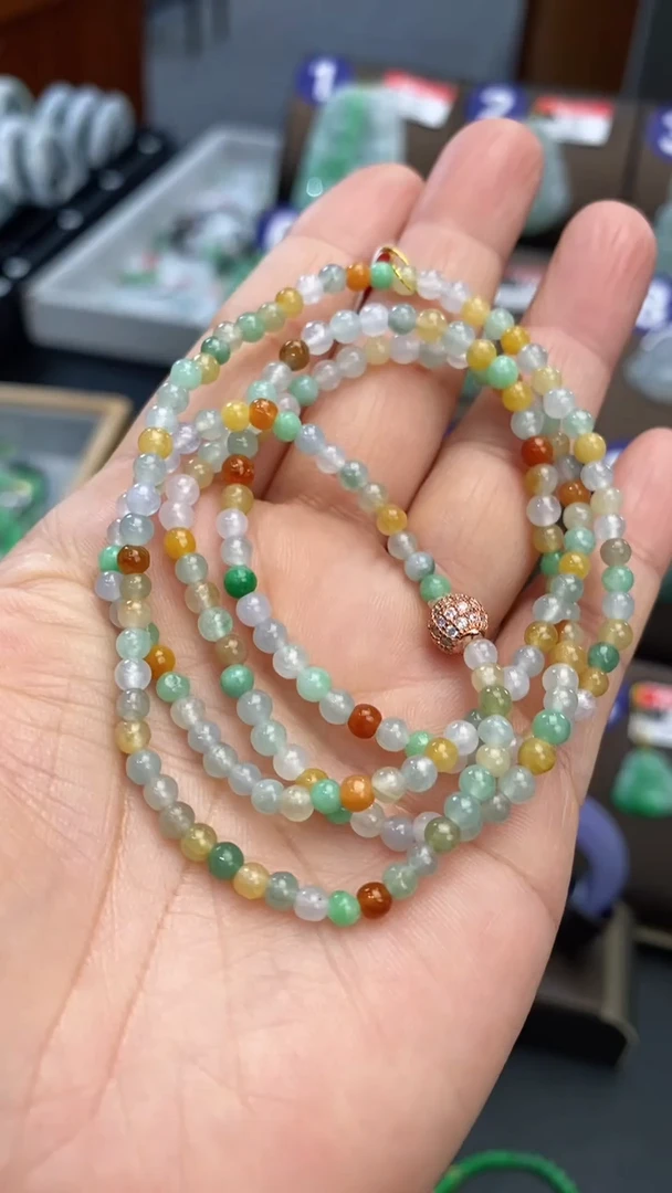 翡翠未镶嵌颈饰3.5mm珠链