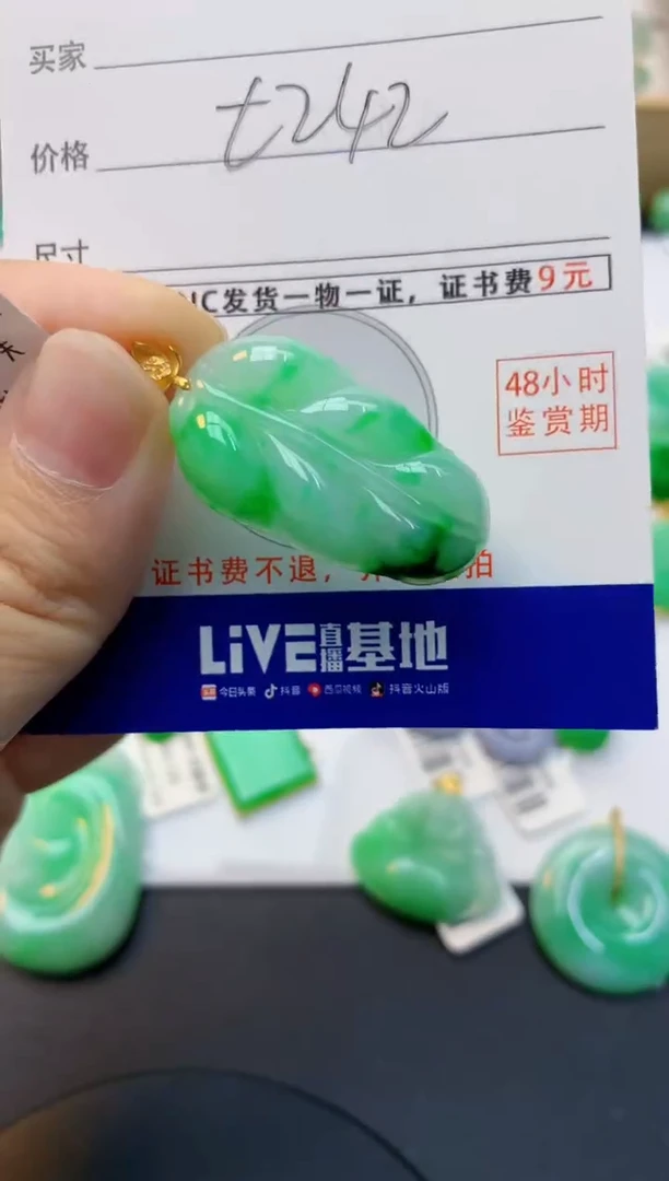 颈饰18K金镶嵌翡翠天然缅甸A货翡翠百元以上9元证书费自理