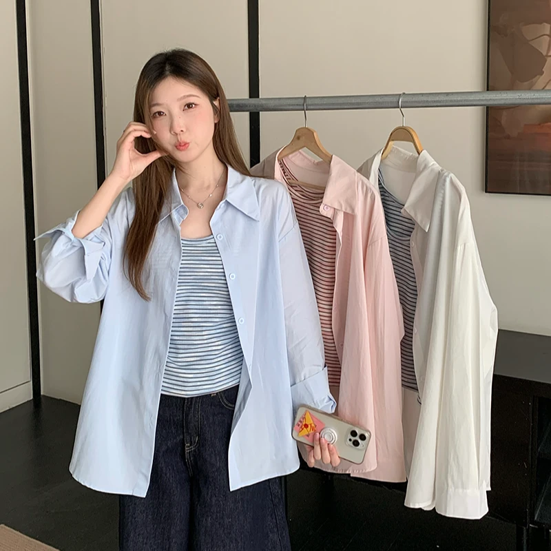 2025春装新款胖mm大码女时尚条纹背心轻薄防晒衬衫套装33651